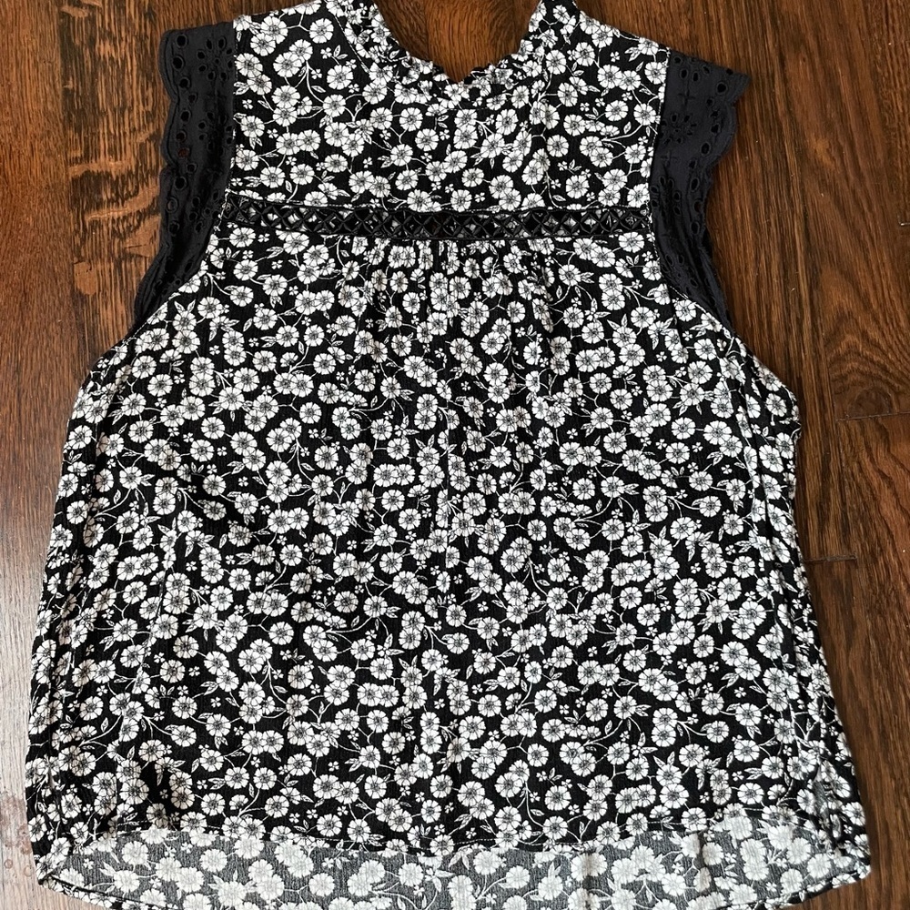 Loft black floral sleeveless top